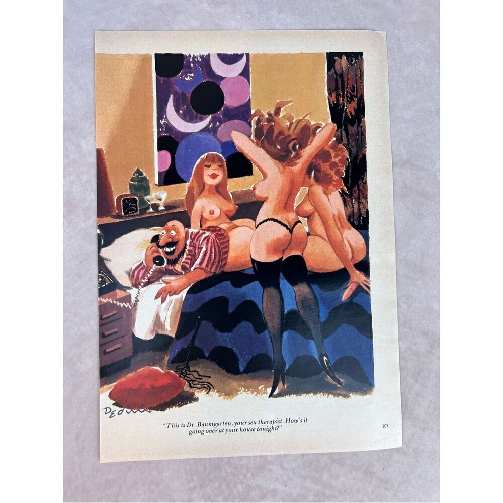 1980s Sexy Adult Cartoon Nude Vintage Print Ad Poster Pinup Art Magazine Page